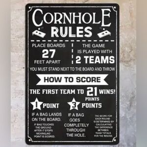 Cornhole Rules Metal Tin Sign‎